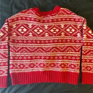 American Eagle Red and White Knit Sweater